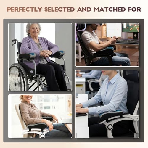 Chair Arm Pads for Office, Wheelchair and Gaming | Memory foam armrest pillows for desk, computer, gaming, office chairs, wheelchairs, and elbow support - Image 3