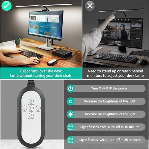 ShineTech LED Desk Lamp for Home Office, 4000K Neutral White Double Head Architect Task Lamps with Clamp, Dimmable Adjustable Flexible,Black - Image 7