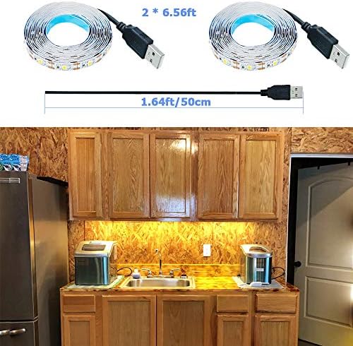 USB LED Strip Warm White 3000K 5V USB Powered 13.12ft/4M(2pcs x 6.6ft) - Image 6