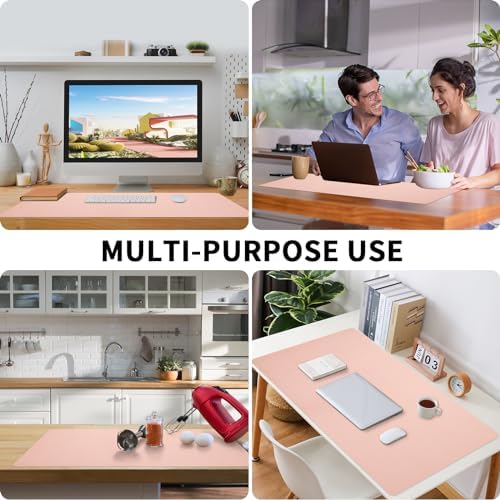 Bloss Pink Desk Mat, Waterproof Non-Slip Leather Desk Pad, Large Mouse Pad, Desk Writing Pad, Desk Mat for Keyboard and Mouse Desk Organizers and Accessories (31.5×15.7 Inches) - Image 6