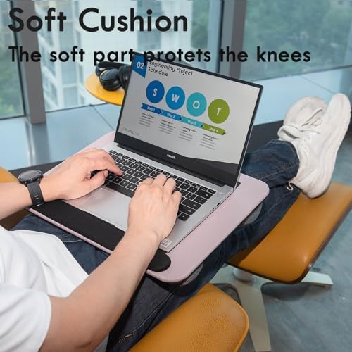Portable Laptop Desk Fits Up to 16“ Laptops, with Tablet Slot, Built-in Cushion, Great for Home & Office,Lap Desk for Laptop,Lap Desk with Cushion (Grey Violet with Wrist Rest, Medium) - Image 7