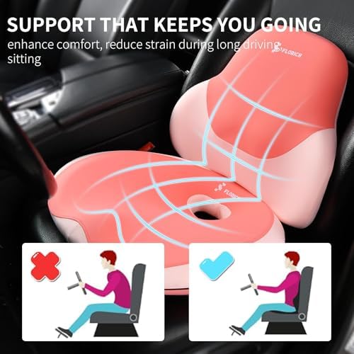 FLORICH Seat Cushion Lumbar Support Pillow for Office Chair, Car Lower Back Support, Ergonomic Desk Chair Pillow for Butt and Back Support of Memory Foam Seat Pad(Pink) - Image 2