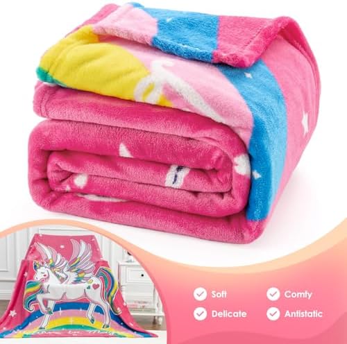 Jekeno Unicorn Toys Gifts for Girls Glow in the Dark Blanket 50"x 60" - Image 5