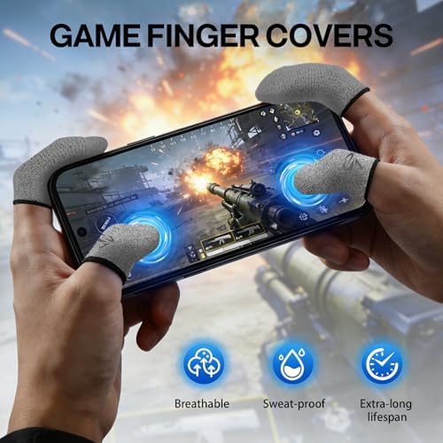 Gaming Finger Gloves Sleeves, Profesionales Breathable Sweatproof Touch Screen Mobile Silver Fibers Finger Sleeve Thin - Image 2