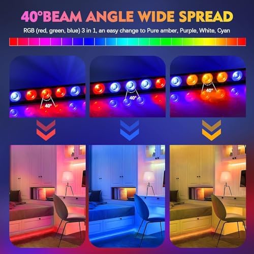 Led Stage Lights Bar,72W 24LEDs RGB Dj Strobe Party Lights Bar 3 in 1 Wall Washer Light Indoor with DMX Control AutoPlay Sound Activated Color Changing for Church Christmas Wedding Dance (1) - Image 2