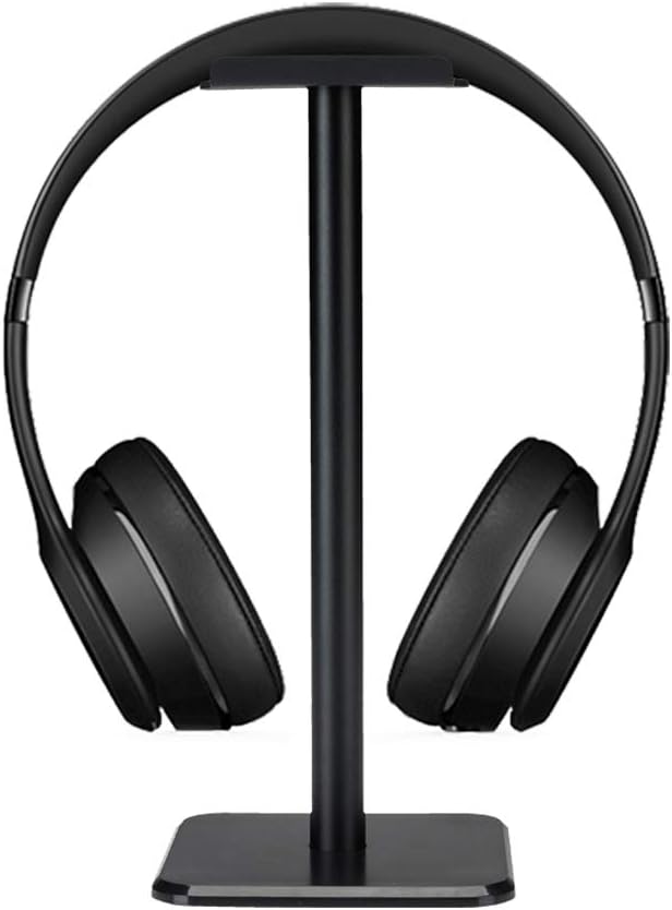 Headphone Stand Gaming Headset Holder Universal Aluminum Metal Headphone Holder Hanger with Aluminum Supporting Bar Flexible Headrest ABS Solid Base for All Headphone,Black, HSB3602 - Image 2