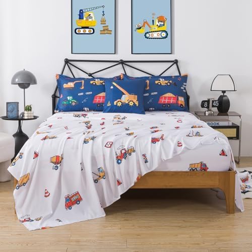 ADASMILE A & S 6 Pcs Construction Bedding Twin Kids Cartoon Truck Comforter - Image 4