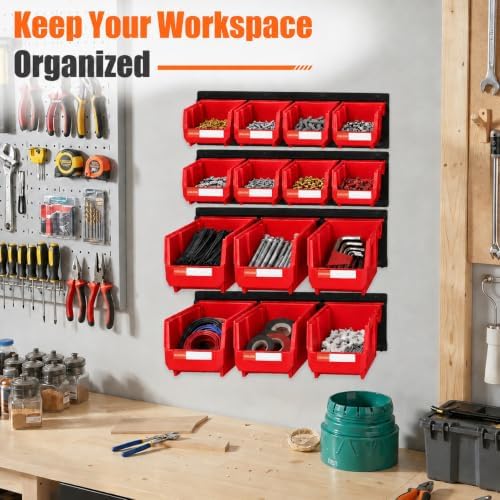 14pc Wall-Mounted Storage Organizer Mixed V1 V2 Combo Red - Image 7