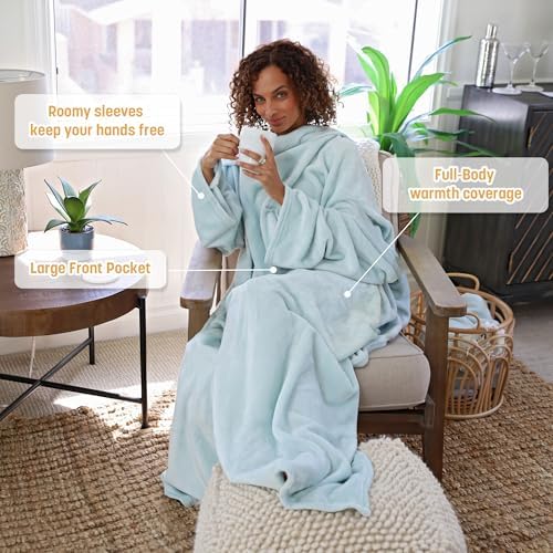 Catalonia Wearable Blanket with Sleeves for Women & Men, Fleece Wrap Throw - Image 3