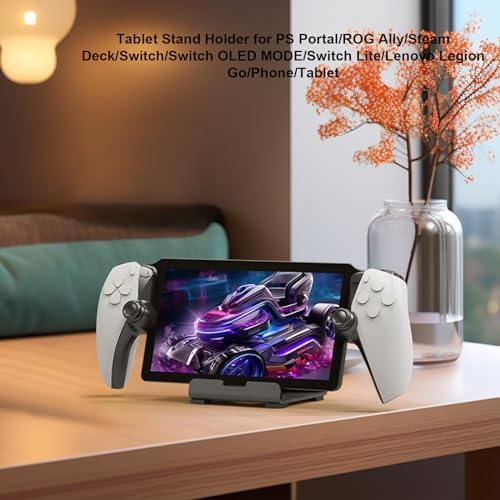 Tablet Desktop Stand Compatible with ROG Ally X/PlayStation Portal/Steam Deck,Desktop Handheld Game Console Holder with Anti-Slip Silicone Pad (Black) - Image 7