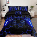 6 Pieces Bed in a Bag for Boys Bedding Sets Queen Size,Gamer Comforter Sets for Kids, Gaming Comforter Set for Boys Room Decor with Flat Sheet,Fitted Sheet,Pillowcase,Cushion Cover by lrisBedding