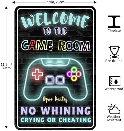 Gaming Room Metal Sign Gamer Wall Decor For Boys Game Room Bedroom Gamers - Image 4