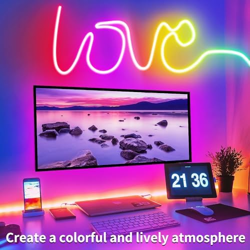 segrass 50ft RGB LED neon Rope Lights LED neon Lights with Remote Control/APP Control IP65 Waterproof Flexible Neon LED Strip Lights for Bedroom Room Outdoors Décor - Image 3
