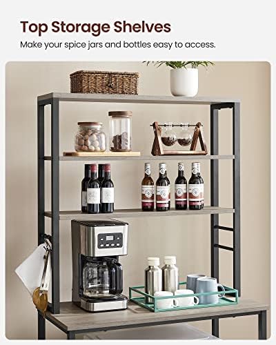 VASAGLE Coffee Bar, 31.5 Inches 6-Tier Baker's Rack with 6 Hooks - Image 6