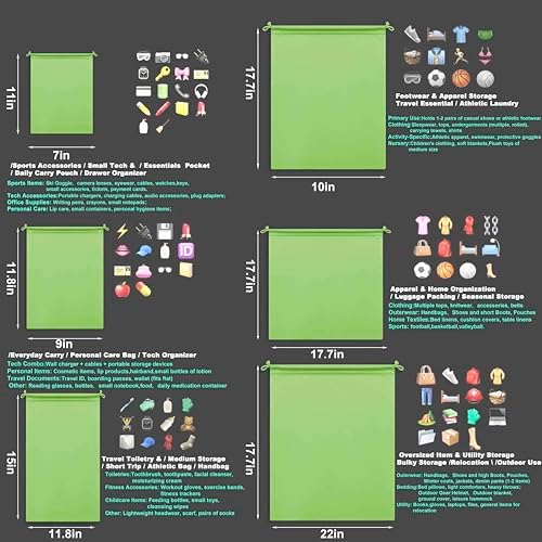 Microfiber Drawstring Bags, Multi-Size Soft Protective Pouches for Shoes, Ski Goggles, Sunglasses, Handbags & Camera Lenses - Image 3