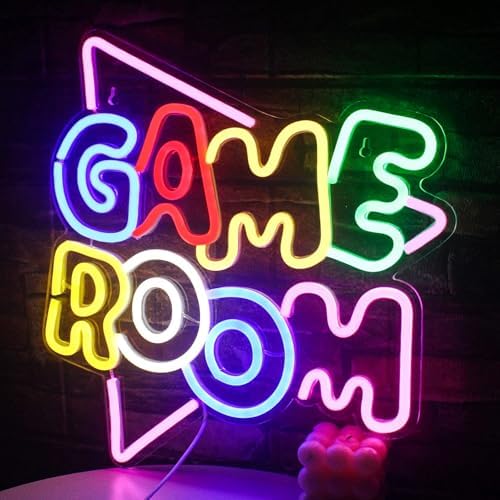 Game Room Large Neon Signs 13.2"x14" Colorful LED,USB Neon Lights for Game Zone Party Decor Bedroom Gaming Wall Lightup Signs Teen Boy Bedroom Home Gamer Party Decorations Gifts by gamerneon