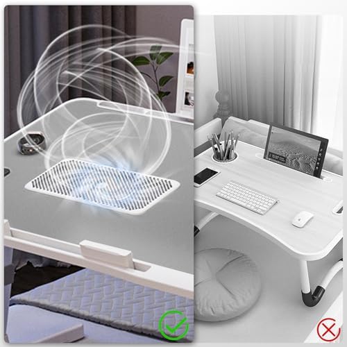 iXTRA Adjustable Laptop Lap Desk with Cooling Fan USB Light for Adults 60x40cm,Grey - Image 4