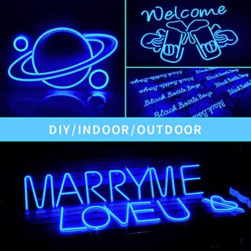 LED Neon Lights Flexible Blue 16.4FT/5M 12V DC Waterproof Flexible LED NEON Light for Indoors Outdoors Decorm [Power Adapter Included] - Image 4