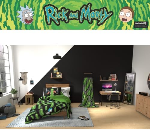 Rick & Morty 5 Piece Super Soft Cozy Reversible Comforter and Sheet Set with Sham, Twin, (Officially Licensed Product) By Franco - Image 7