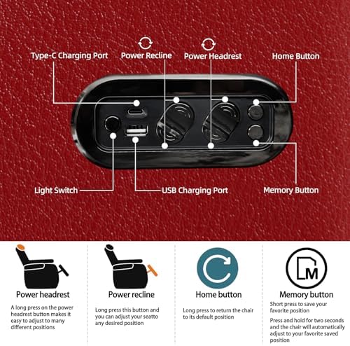 comfiroom Top-Grain Leather Home Theater Seating, Dual-Motor Power Recliner - Image 4