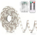 echosari Battery Operated Led Strip Lights White with Remote, 8 Modes, Dimmable, Timer, Self-Adhesive, Cuttable, for PC TV Kitchen Cabinet Shelves Bedroom Decor (3m 90LED) by echosari