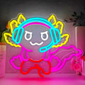 Gaming Axolotl Neon Sign Dimmable Axolotl Playing Video Games Light Up Sign Game Room Led Wall Art Gamer Room Decor Funny Axolotl Gifts for Girls Boys by hhuohuona