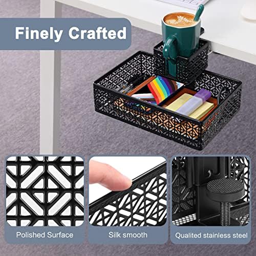Under Desk Drawer, Clamp on Desk Organizer Cup Holder Hanging Desk Storage - Image 5