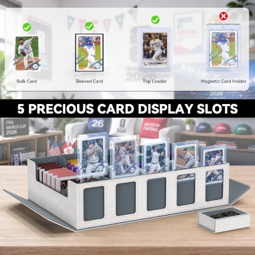 Kabinka Baseball Card Storage Box with Window Display, 5-Row Sport Card Storage Box, 3900+ Card Deck Box for Baseball Sports Card TCG, 5 Top Loaders, 5 Stoppers, 48 Dividers, 1 Dice Tray(Baseball 1) - Image 5