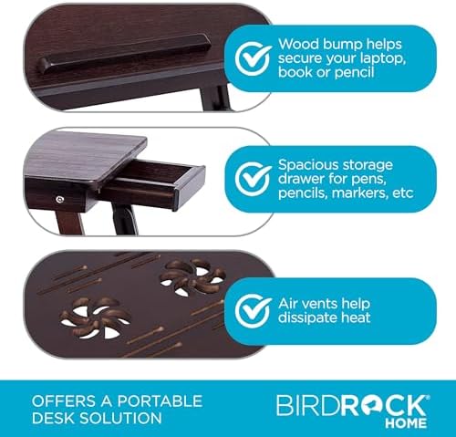 Sofia + Sam Bamboo Ventilation Lap Tray with Adjustable Legs (Walnut) - Image 6