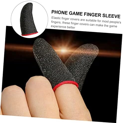 10 Pcs Anti-Sweat Finger Cots for Gaming Refreshing Finger Sleeves Stylish Red Trim Silver Fiber Material for Mobile Gamers - Image 4