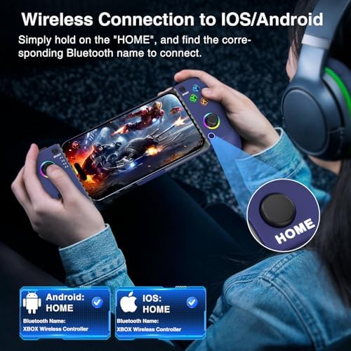 NealGamefy Phone Controller for iPhone/Android - Mobile Gaming Controller with Hall Effect Joystick, Phone Case Support,Turbo Function, Dual Vibration- Phone Controller Compatible with More Games - Image 4