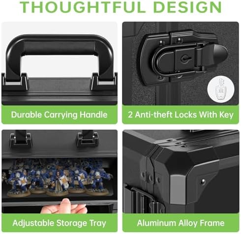 Miniatures Storage Case Miniatures Transport Case Aluminum Alloy Frame with Lock (X-Large Size) - Image 4
