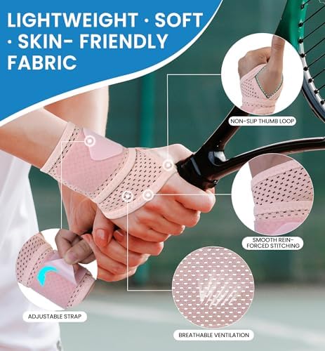 2-Pack Ultra-Thin Wrist Braces, Breathable Comfort Mesh Fabric Support for Pain Relief - Ideal for Carpal Tunnel, Tendonitis, Sports, Fitness and Daily Use - Adjustable Wrist Support (Pink) - Image 5