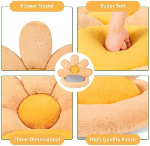 Ditucu Flower Shape Chair Pillow Cute Seat Cushion 19 inch Comfy Lazy Sofa Floor Pillows Dorm Seating for Bedroom Decor Orange - Image 4