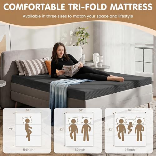 Convertible Sofa Bed Full,5-in-1 Tri-Fold Boneless Couch with Removable Armrests & Handle,Corduroy Futon Sleeper Sofa,Floor Folding Mattress Pull Out Bed for Small Space Apartment Bedroom Black - Image 5