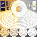 Pandery COB LED Strip Light,CCT Dimmable Strips Light,2700K-6500K,50ft/15m,8mm Wide,CRI90+ 24V LED Strips Kit with Bluetooth APP Control/Music Mode,for Bedroom,Kitchen,DIY Lighting by PanderyCOBLightUPYourLife