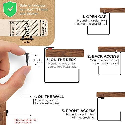 Under Desk Cable Management Tray - No Drill Organizer for Glass Desk. Perfect Standing Cable Management Rack (Black Wire Tray - Single 17'') - Image 5