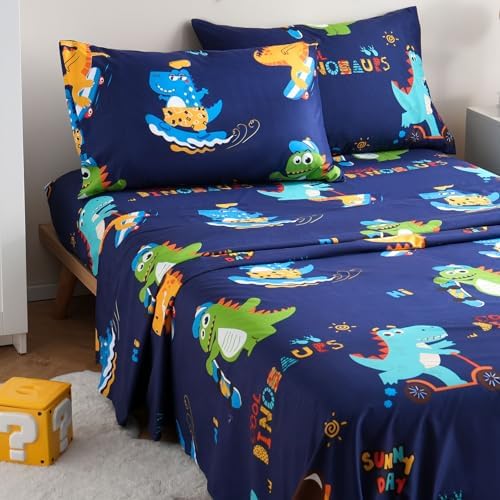 JSD Navy Blue Dinosaur Kids Twin Sheet Set 3 Piece - Image 6