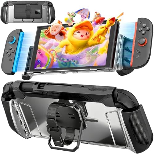 daydayup 1 Carrying Protective Slim Case Cover Compatible with Nintendo Switch 2, Protection TPU PC Material Dockable Shockproof Ergonomic Grip Kickstand for Switch 2 Console, Black by daydayup