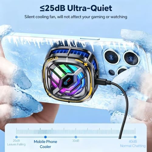 CHONCHOW Magnetic Cell Phone Cooler, RGB Phone Cooling Fan Portable Lightweight Mobile Phone Cooling Fan, Phone Radiator with Larger Cooling Area for Phone/Tablet/IPad (with Digital displays) - Image 5