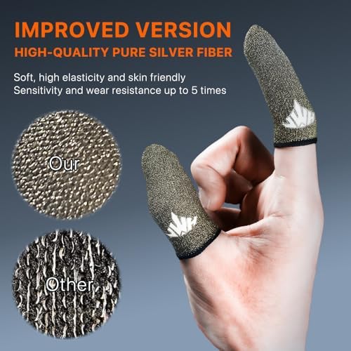 JWH Ultra-Thin Pure Silver Fiber Gaming Finger Thumb Sleeve, Silky Sensitivity,20 Pack Guantes para Dedos dedales Gamer profesionales,with 2 pcs Storage Box,Dedales Gamer,for PUBG Gaming Cots​ Gloves - Image 6