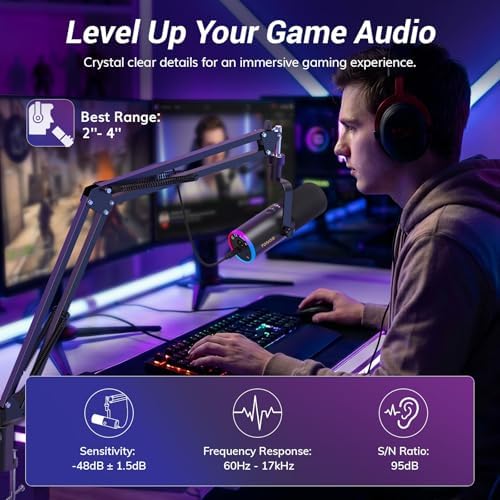 TONOR Dynamic Gaming Microphone XLR/USB Mic with AI Noise Cancellation - Image 3