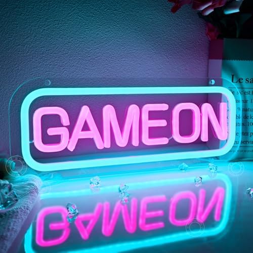 SYLHOME Game On Led Neon Light Sign Game Room Bedroom Man Cave Wall Decor - Image 6