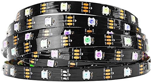 BTF-LIGHTING WS2812B IC RGB LED Strip,UL Listed,Pure Gold Wires,DC5V 16.4FT 150LED 5050SMD,Individually Addressable,Flexible for DIY Chasing Full Color Project,3M Tape,IP30(No Adapter or Controller) by BTF-LIGHTING