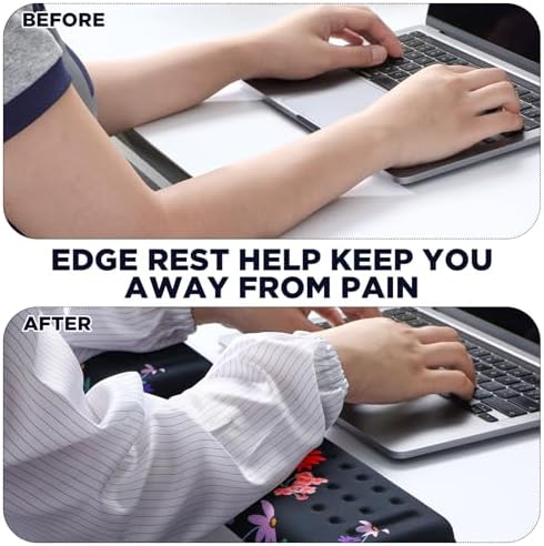 Relaxweex 2 Pcs L-Shaped Desk Wrist Rest Elbow Pad Set Desk Edge Rest Cushion Non-Slip Memory Foam Arm Padding Wrist & Forearm & Elbow Comfort Support for Table or Table Edge(Floral Style) - Image 5