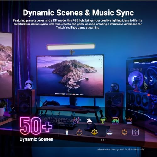 NEEWER Dual Sided RGB LED Streaming Key Light, Smart Desk Lamp Compatible with Alexa Google Assistant for Gaming Video Conference, 16 Million Colors, 2700K-7000K/CRI97+ Studio Tube Lighting, NG01 - Image 4