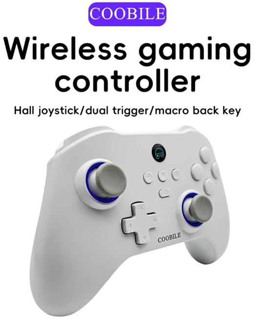 COOBILE Wireless Gaming Controller, Bluetooth Gamepad with Hall Joystick, hall trigger, Macro Back Key, no blind zones, support six-axis somatosensory,for iOS, Android, PC, Switch, Steam (white) - Image 2