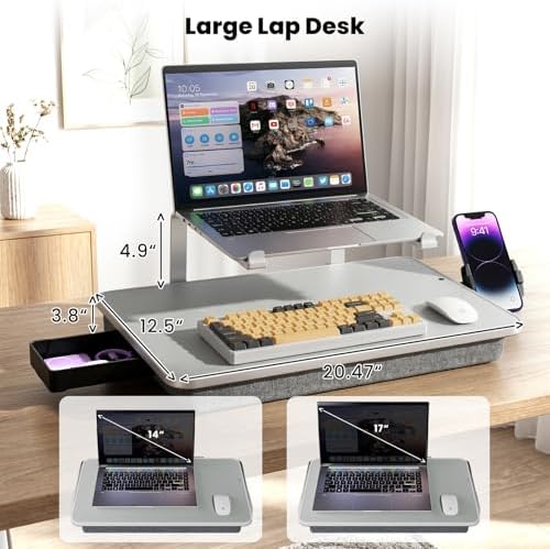 Large Adults Lap Desk for Laptop with Phone Holder & Storage Drawer - Image 2
