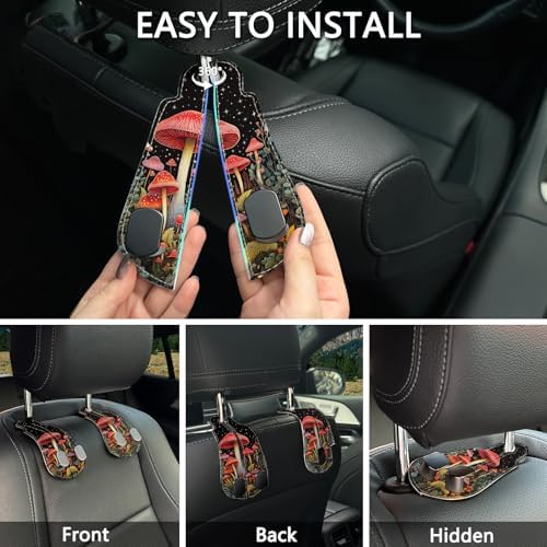 Blusabaca 2PCS Car Seat Headrest Hooks, Purses Bags Holder, Mushroom - Image 6