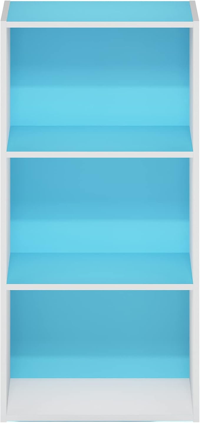 Furinno LUDER 3-Tier Book Shelf, Open Shelves Bookshelf, Light Blue/White - Image 7